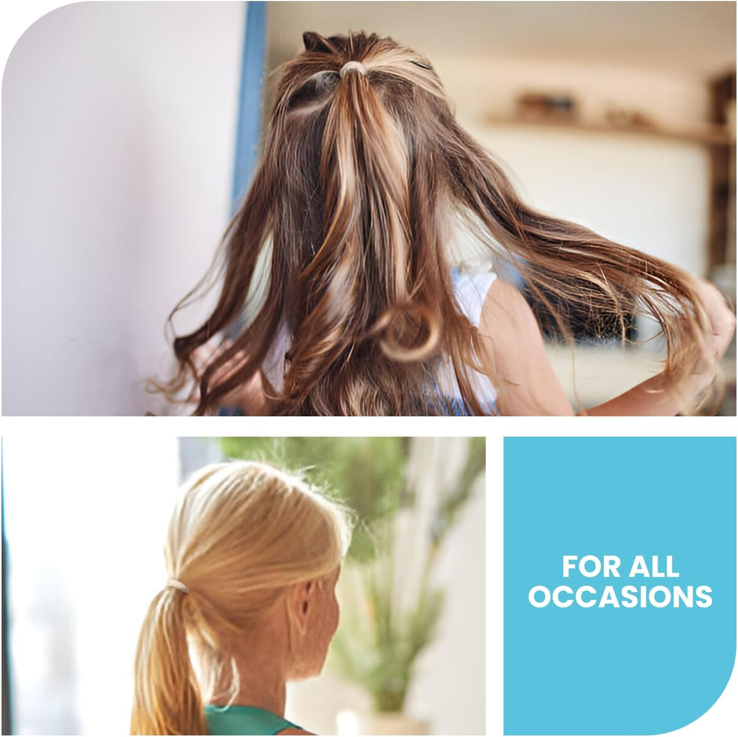 HOYOLS Soft Large Seamless Hair Ties, Gentle Stretch Nylon Ponytail Holder Bands for Thick Heavy Curly Hair, No Slip No Damage Scrunchies Headbands 100 Pcs (Light Blonde) image number 4