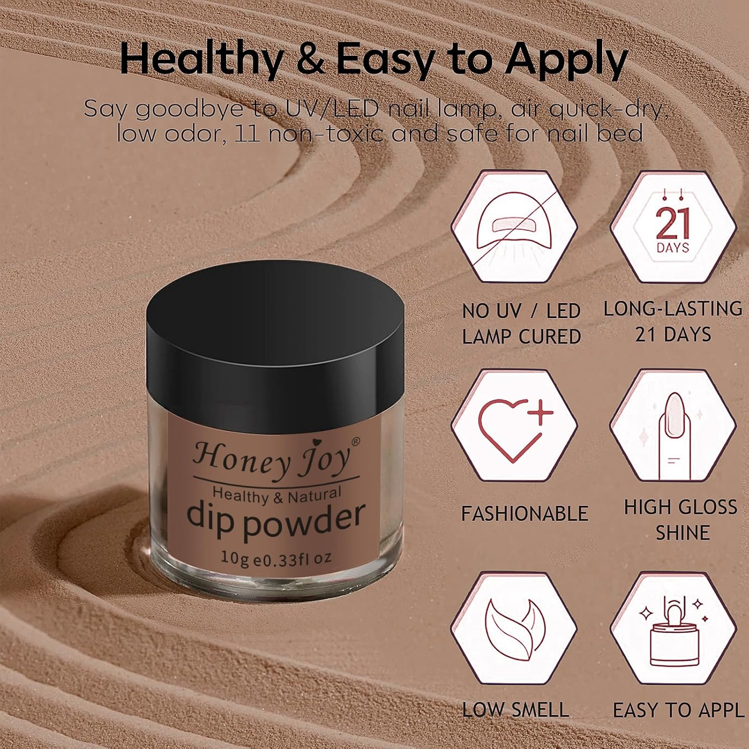 Honey Joy Dip Powder Nail Kit Starter, 4 Colors Fall Dip Powder Colors Nail Kit with Base Top Coat for Nail Art Manicure Salon DIY, Dip-7Pcs-No.18 image number 1