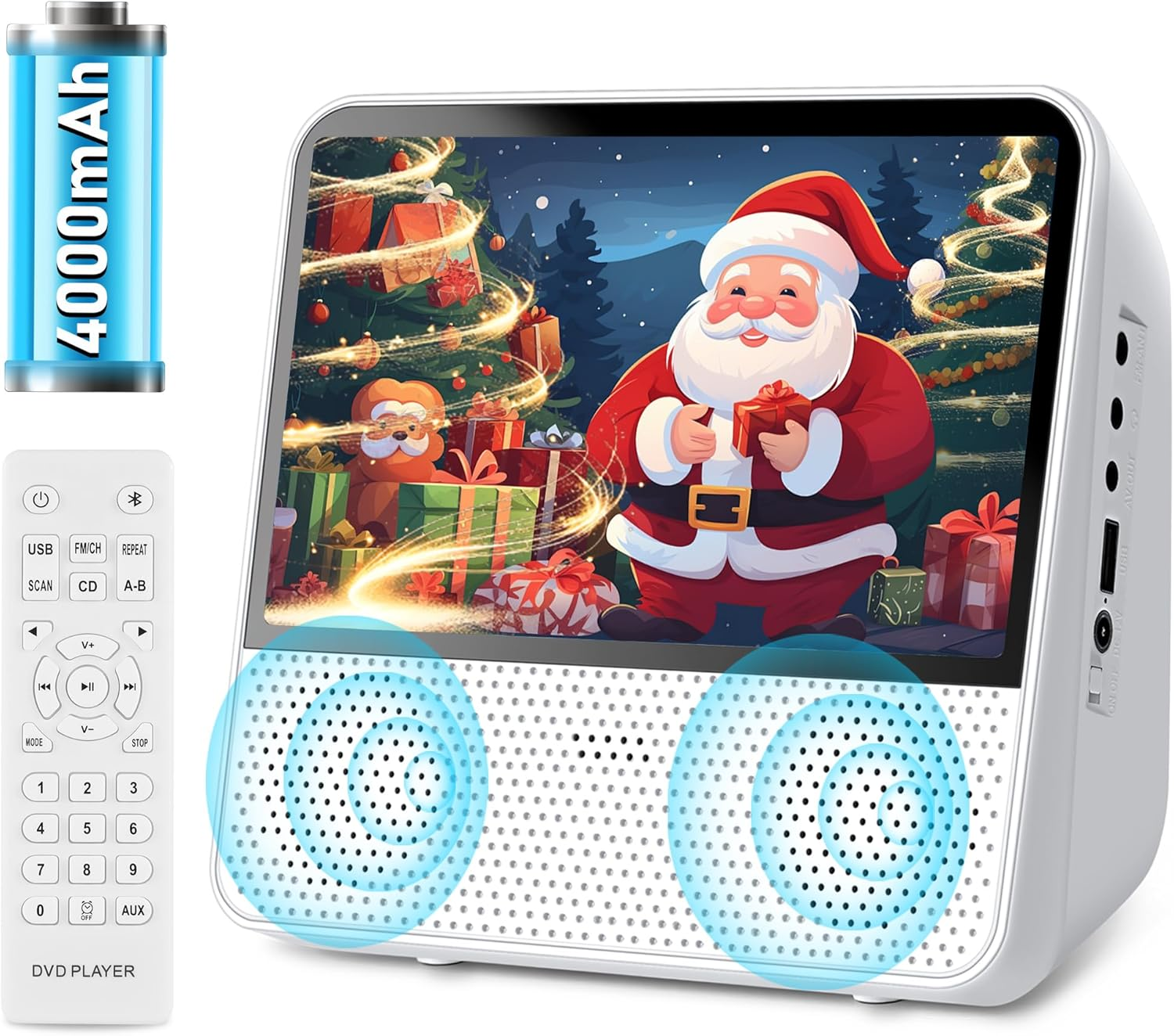 SHIWAKOTO Portable DVD Player with 7" Eye-Protective Screen, Outdoor DVD Player Built-In Rechargeable Battery, USB, AV, AUX, Bluetooth Connection, All Region Free DVD Player for Kids image number 1