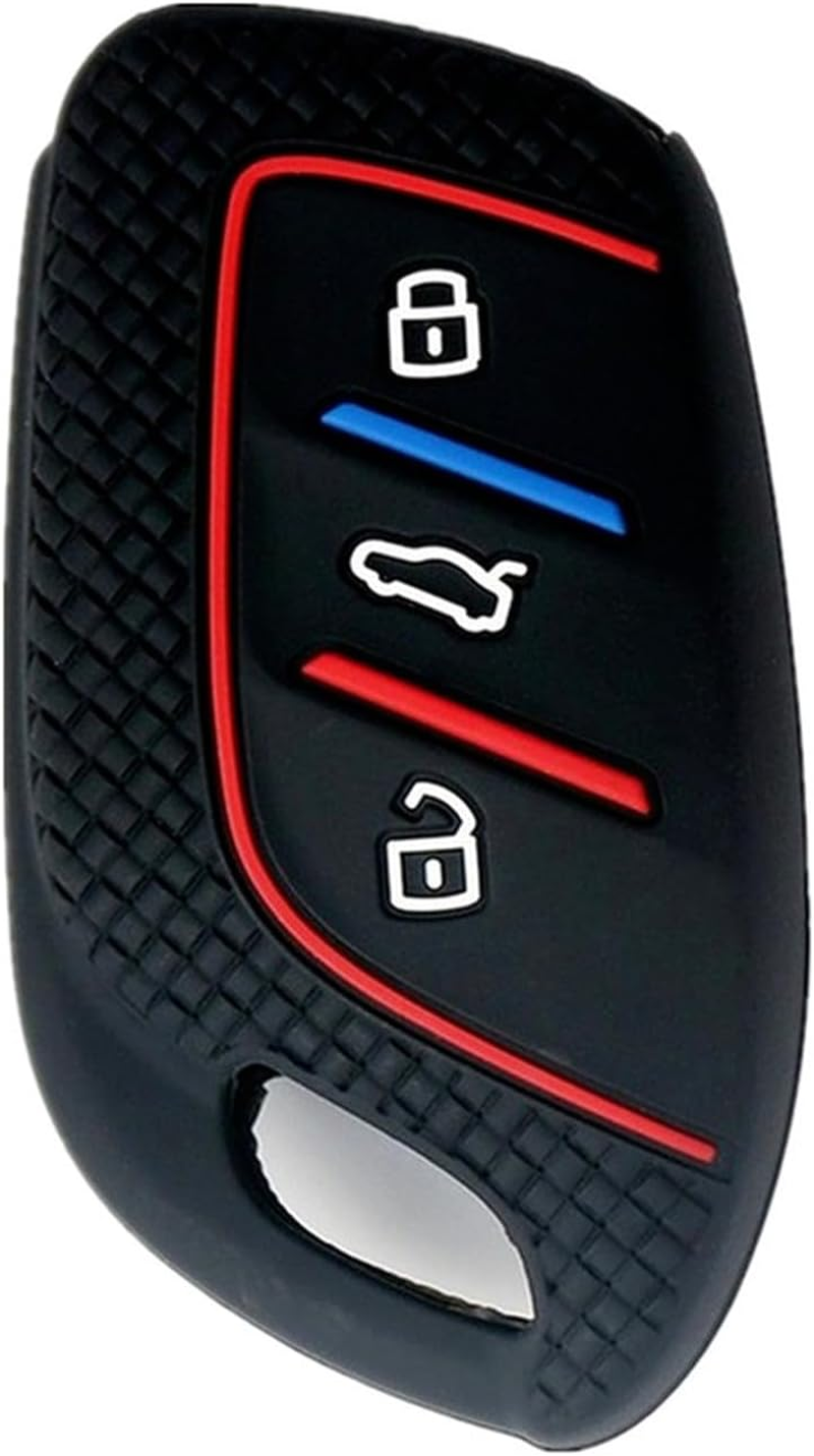Honeycomb Pattern Silicon Car Key Cover Cases for Roewe RX3 RX8 ERX5 RX5 I6 I5 MG4 MG5 MG6 MG ZS EV HS EHS ZX GT 3 Buttons (Black) image number 1