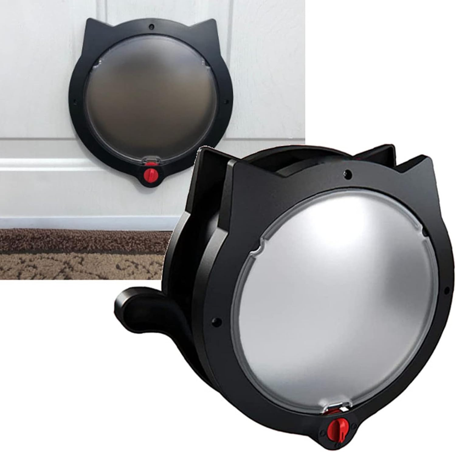 Cute Plastic Pet Door, Magnetic Hutch Beautiful, Prevents Corrosion, 4 Locking Modes, Cat Flap, Safe for Outdoor Doors (Black) image number 5