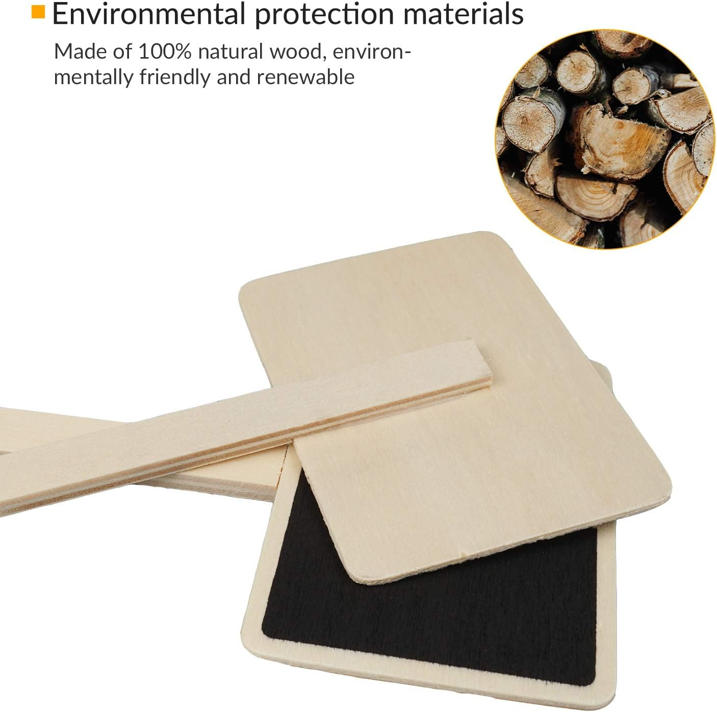 JJWNMLL 20Pcs Wooden Plant Labels Black Board Markers Plant Signs Mini Chalkboard Garden Stakes Tags T-Type Tags for Vegetable Seeds Trees Herbs Flowers Garden Rectangular, 24Cm X 17.5Cm image number 5