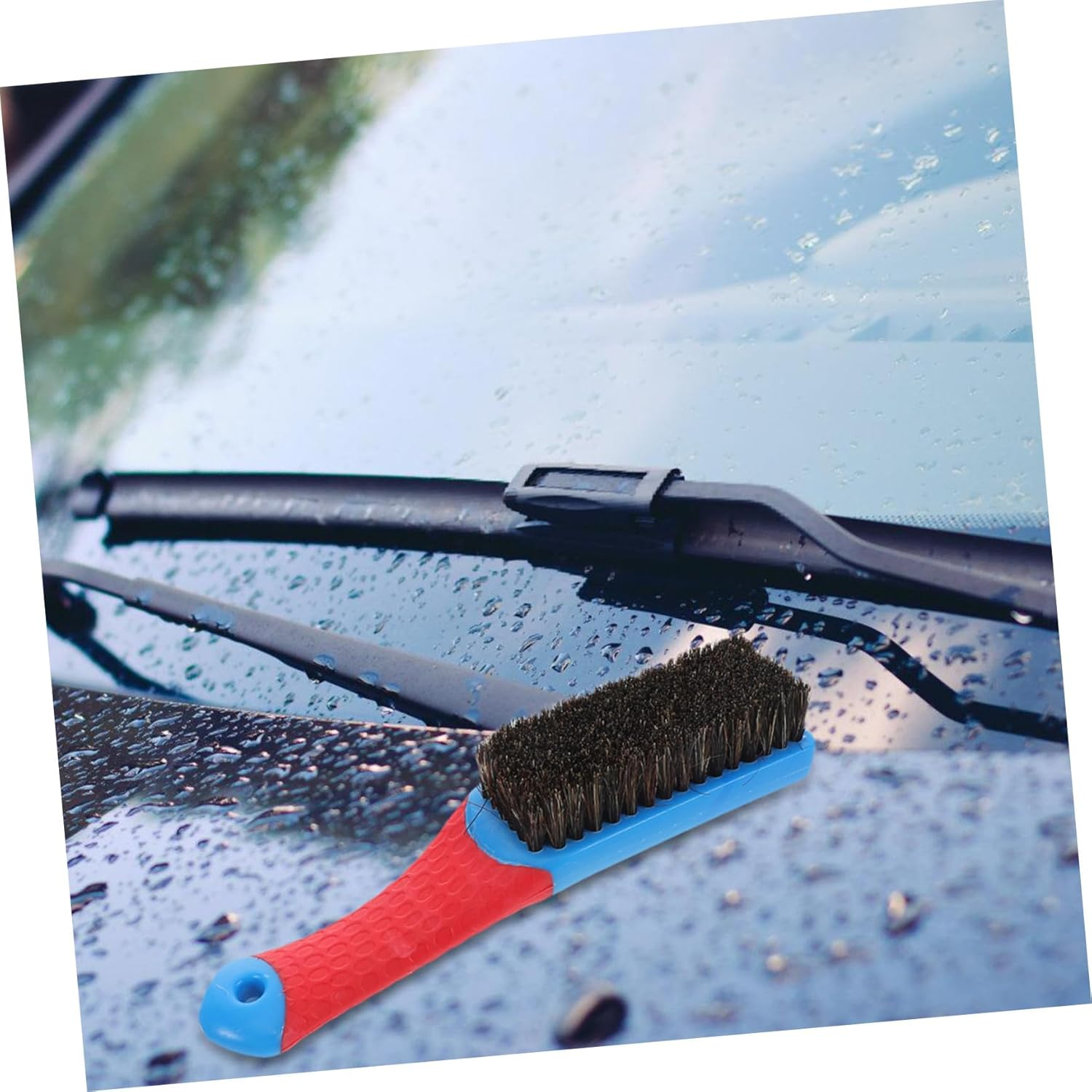 TOGEVAL Car Interior Fabric Cleaning Brush with Soft Bristles and Blue Handle for Upholstery, Leather, Dashboard, Pet Hair Removal and Carpet Detailing Tool for Auto Interior Care image number 3
