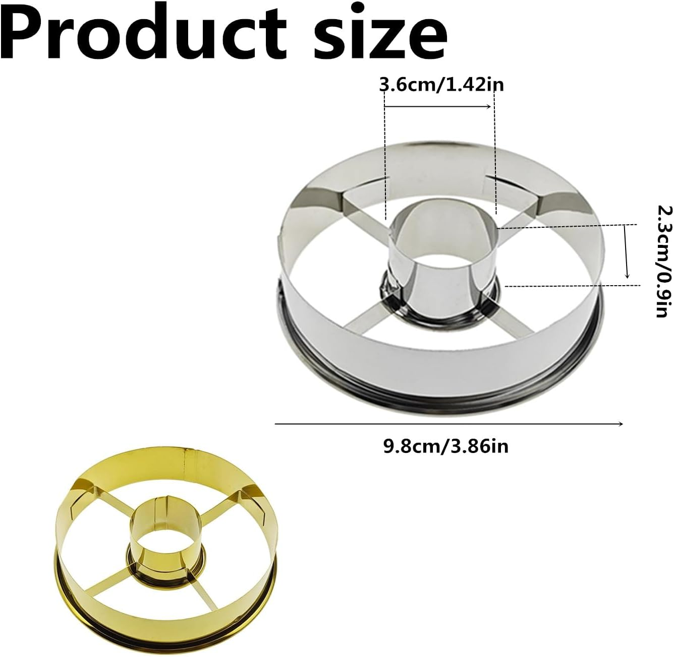 2Pcs Stainless Steel Doughnut Cutters, Mousse Ring Cookie Chocolate Cake Mold, Donut Mold Desserts Bread Cutter image number 3