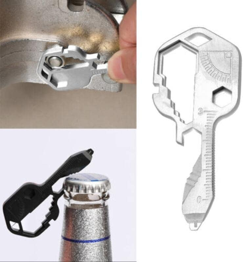 24 in 1 Key Shaped Pocket Tool, Multi-Tool Key Shaped Pocket Keychain Bottle Opener Wrench Ruler Tools for Drill Drive, Screwdriver, File, Bottle Opener, Wrench, Ruler, Wrench, Stripping image number 5