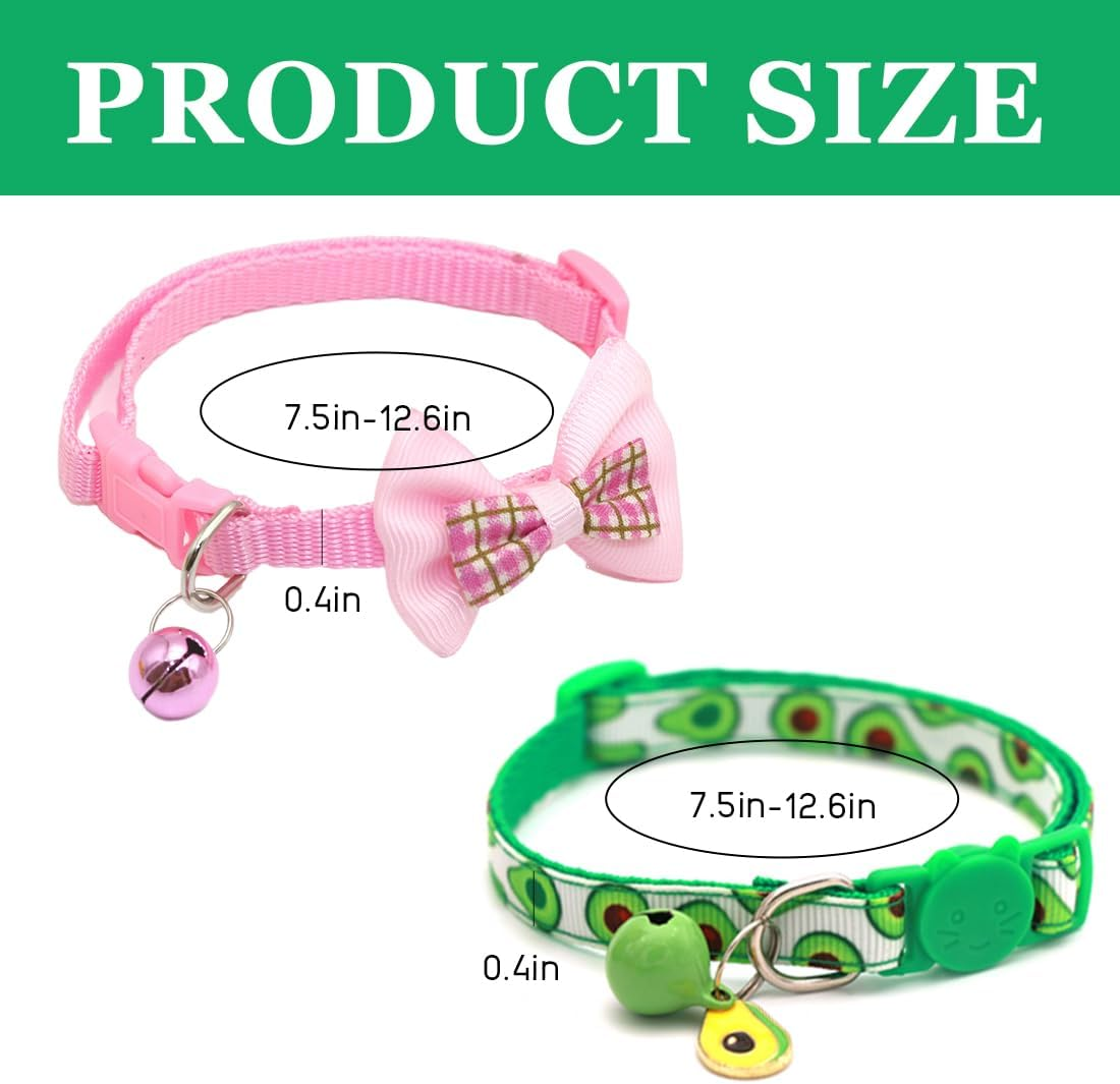 Set of 4 Adjustable Cat Collars, Cat Collar with Safety Clasp and Bell, Cat Collars, Quick Release Kitten Collar with Bell image number 4