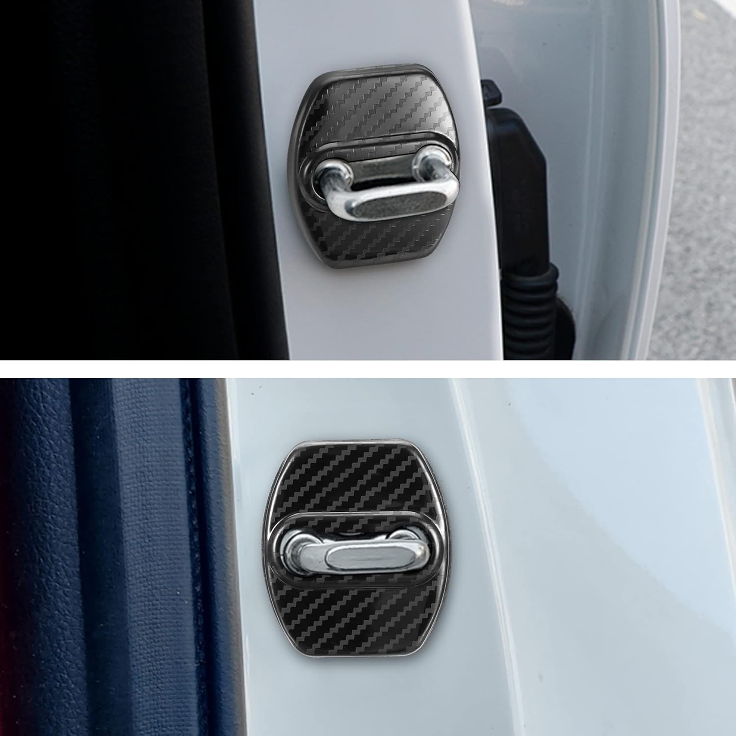 TOMALL 4Pcs Car Door Lock Latches Cover Protector Compatible with Kia Stinger Sorento Soul Gt-Line GT2 GT1 Optima Forte K5 Accessories Stainless Steel Car Door Lock Trim Decorations (Carbon Fiber) image number 1