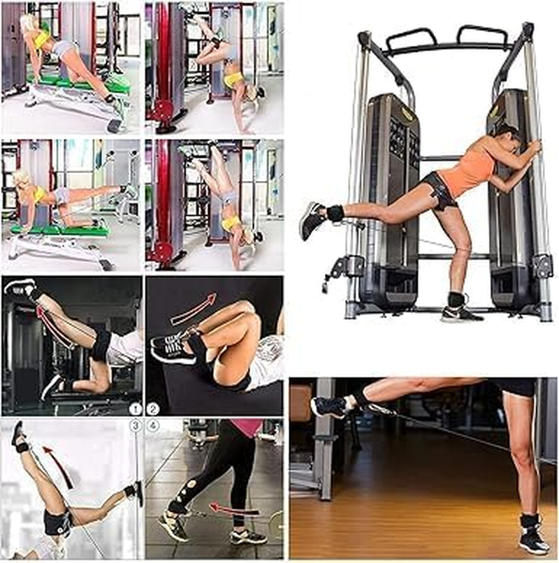 Fitness Ankle Straps for Cable Machines, 2 Pack Adjustable Ankle Strap with Double D-Rings and Neoprene Support,Comfortable Adjustable Padded Ankle Wrist Cuffs Neoprene Padded Straps image number 1