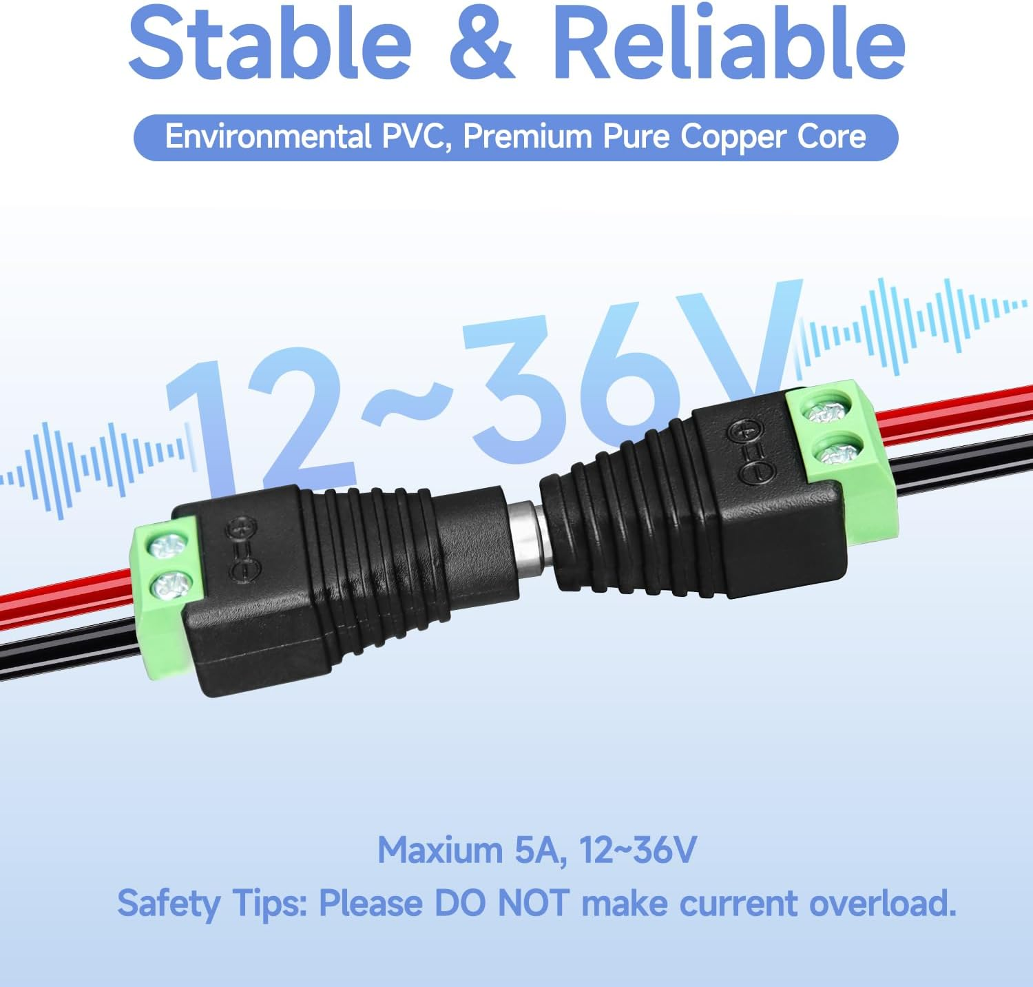 ANLINK 10 Pairs (10 X Male + 10 X Female) 12V 5.5Mm X 2.1Mm DC Power Jack Plug Adapter Connector for LED Strip, CCTV Security Camera image number 6