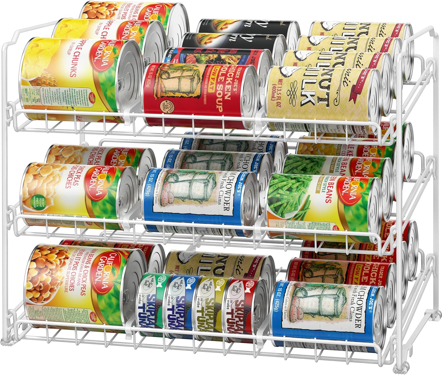 Simple Houseware Stackable 3 Tier Can Rack Organiser for Kitchen and Pantry Organization, White