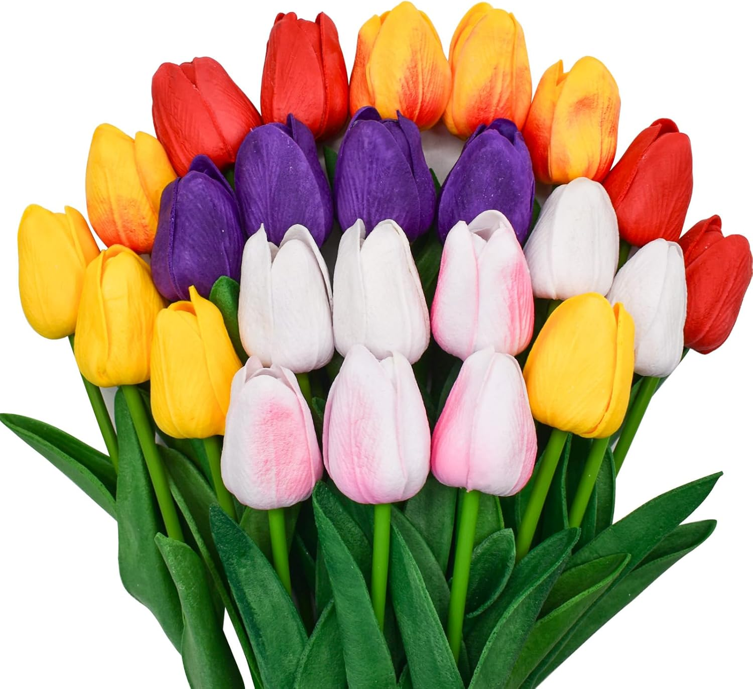 24Pcs Yellow Tulips Artificial Flowers Silk Fake Flowers 13In Real Touch Tulips Flower for Spring Mothers Day Easter Home Kitchen Wedding Table Decor (Yellow)