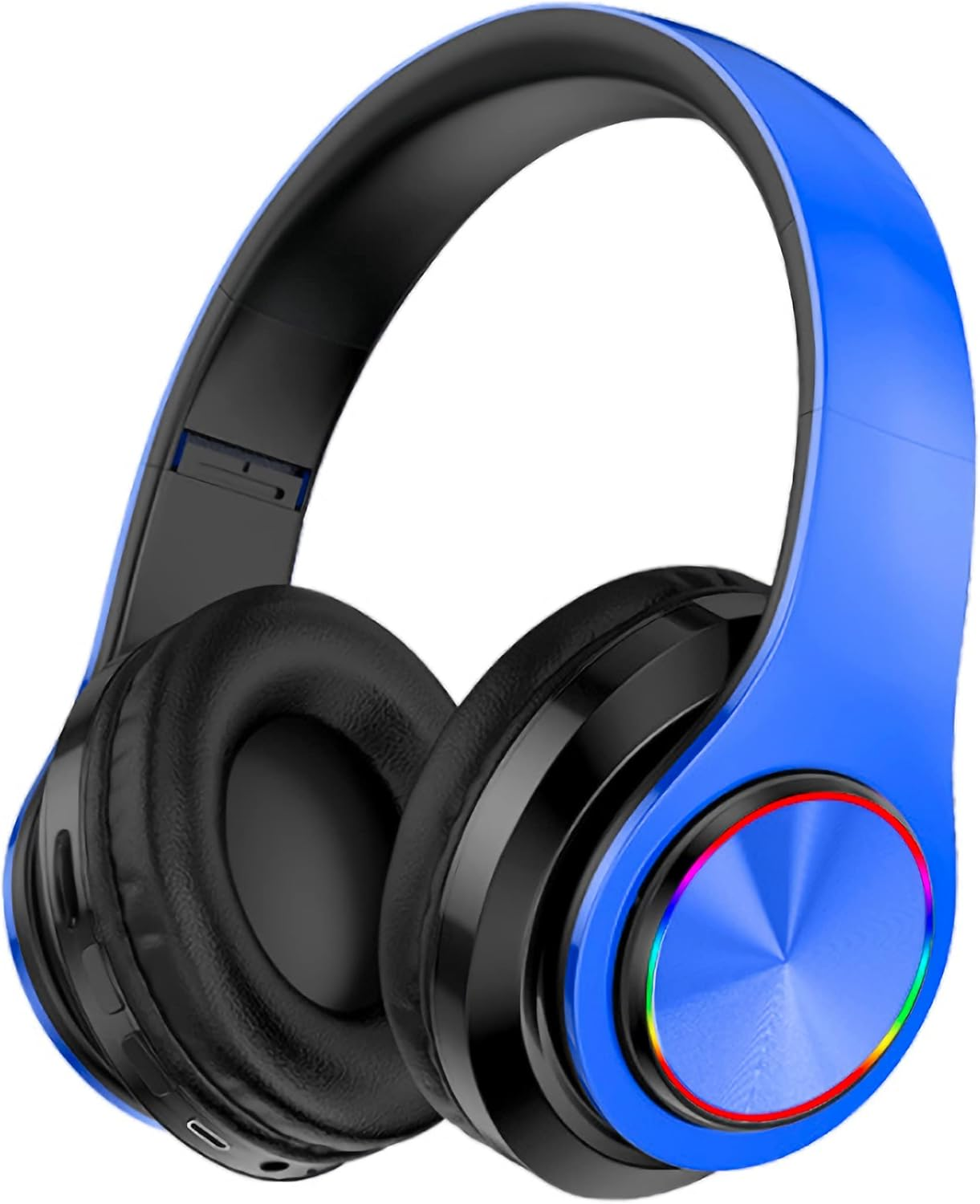 Wireless Bluetooth Headphones-Colorful Lights/Foldable/Built-In Microphone-Bluetooth 5.0/10 M Range/Stereo Surround/Comfortable Affixed Ears (White 1)