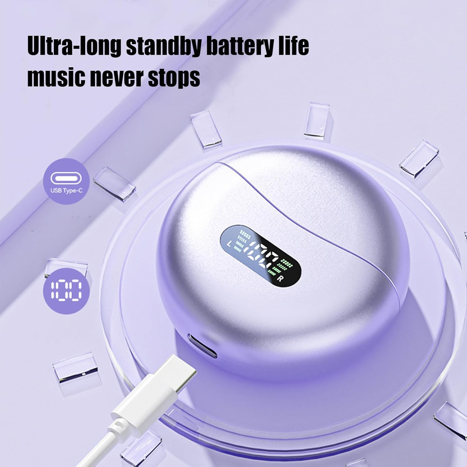 Misaakoeq Bone Conduction Headphones,Open Air Earbuds | Waterproof Led Display Comfortable Wireless Headset for Running Working outside Sports Sleep Gym