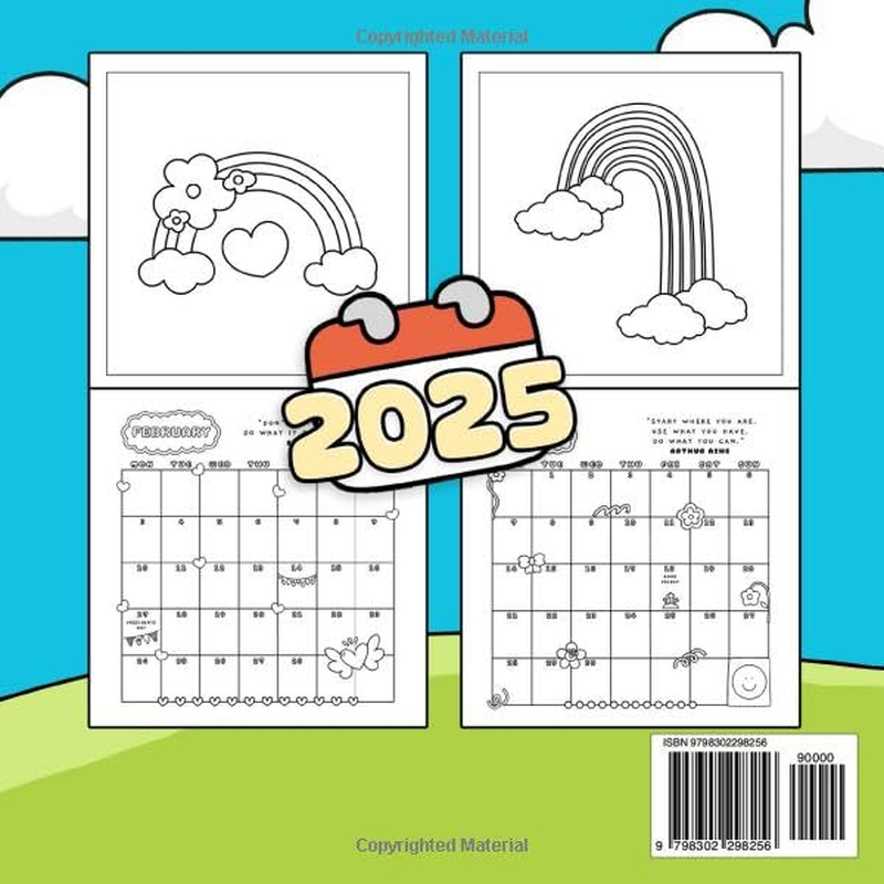Rainbow 2025 Calendar Coloring Book: 12 Months of Fun Rainbow Coloring Pages for Relaxation and Creativity image number 1