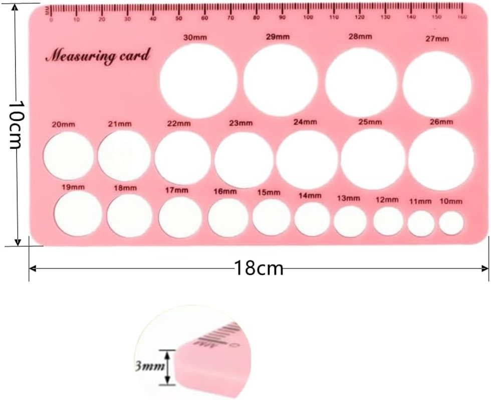 Naisfei Nipple Ruler, for Flange Sizing Measurement Tool, Silicone Soft Flange Size Measure for New Mothers, Silicone Flanges Size Measure for Nipples (Pink)