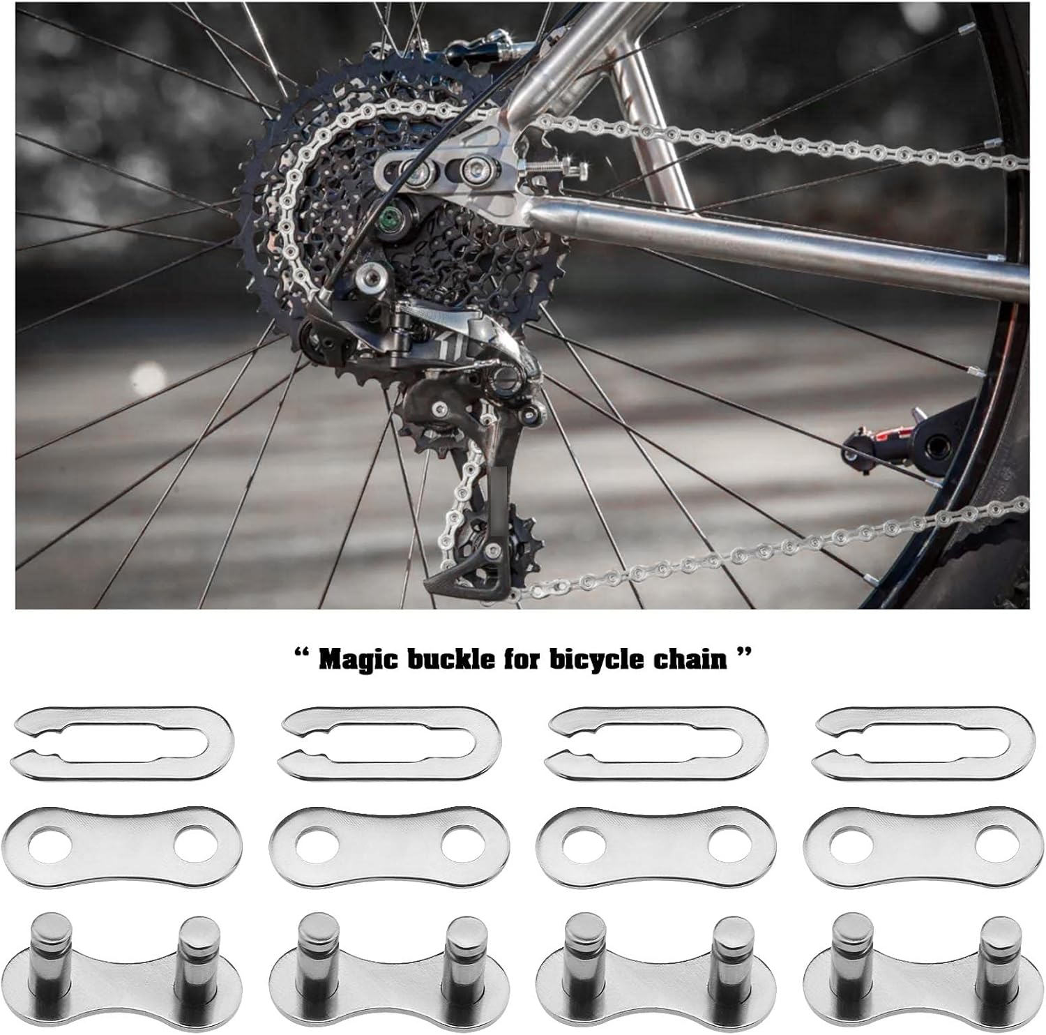 Emagtech 10 Pairs Single Speed Removable Quick Split Chain Link Bicycle Chain Connector Missing Link Jointing Link for Single Speed Chain Carbon Steel image number 3