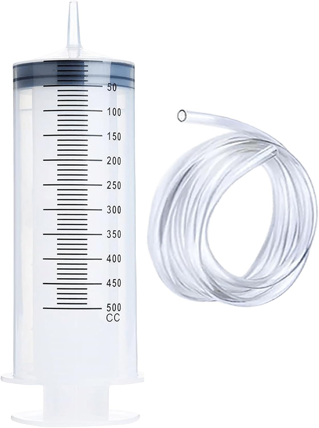 YOKONICO Large Syringe 500ML with Tubing Reusable Measuring Syringe Luer Lock Sterile and Individual Sealed, Measurement for Scientific Labs,Garden Liquid,Feed Pets,Oil Filtration image number 3