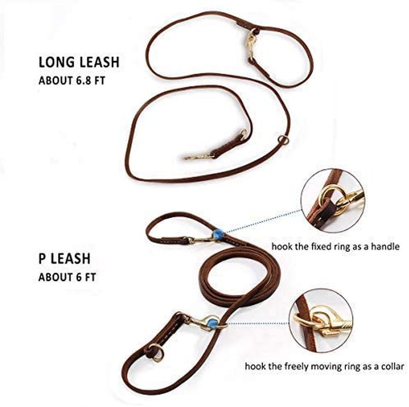 Durable Multi Function 8Ft Dog Leash, Genuine Leather Training Leash for Small, Medium and Large Dogs image number 2