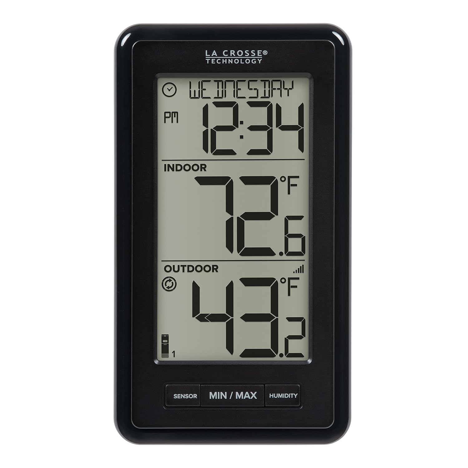 La Crosse Technology 308-43647-INT Digital Black Wireless Thermometer with Indoor Humidity image number 2
