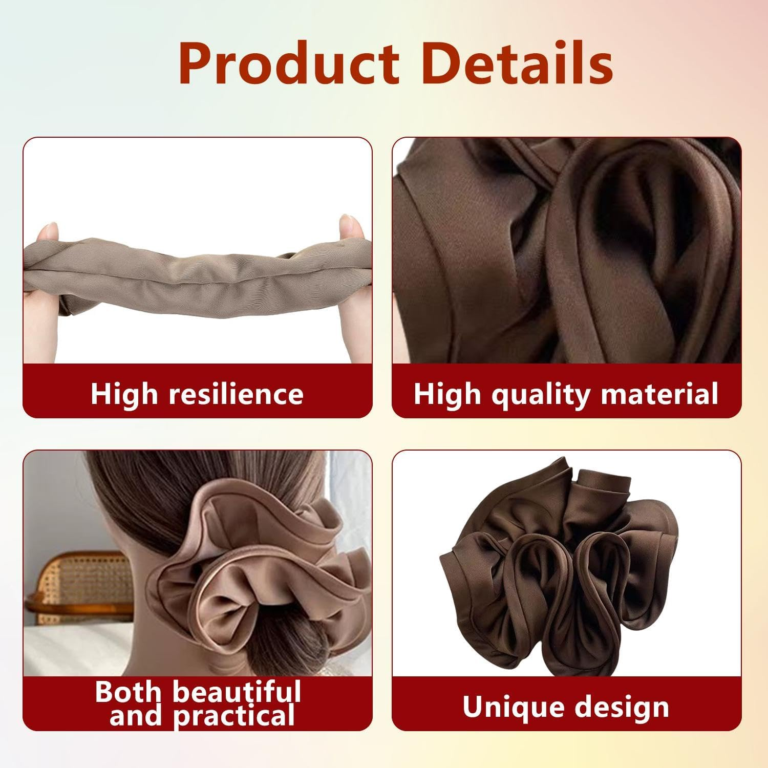 8 Pieces Satin Hair Rings Retro Hair Rings Women'S Hair Rings Ponytail Hair Rings Hairstyle Accessories image number 4