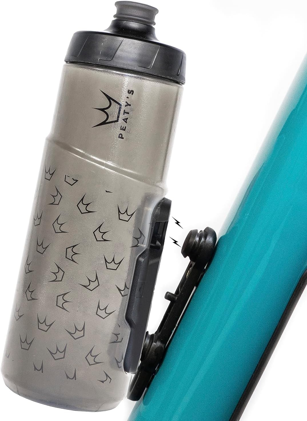 Peaty'S X Fidlock Lockin Magnetic 600Ml Bike Water Bottle & Mount, Bicycle Drink Bottles, Cycle Accessories for Mountain Biking & Cycling, Premium Alternative to Cage, Twist & Release - Crown Smoked image number 4