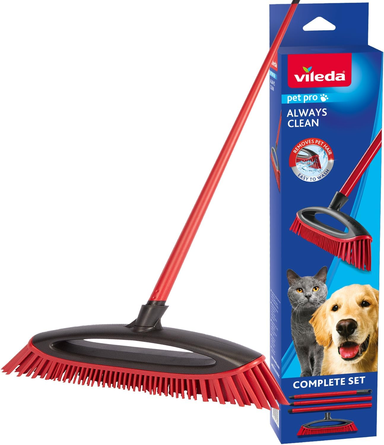 Vileda Always Clean Pet Pro Brush Set, Red, Medium image number 3
