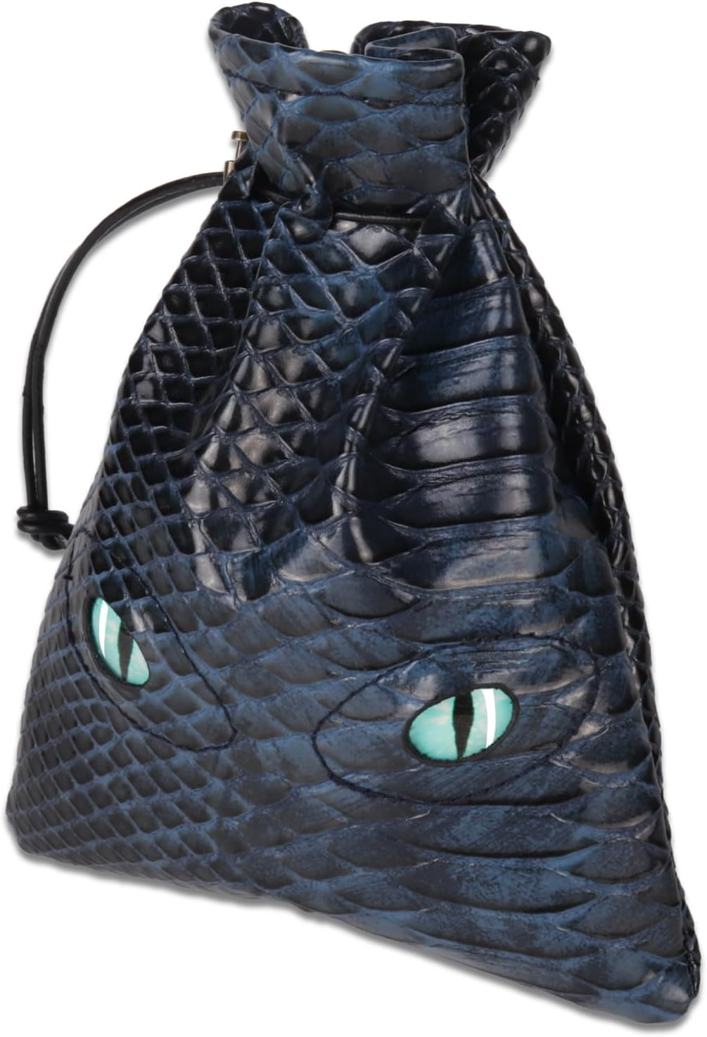 Large DND Dice Bag, Black DND Dice Bag Can Hold 6 DND Dice Sets, Fire Dragon Leather Coin Bag, Glows Green Light in Eyes, Suitable for DND Board Games, Fantasy RPG Game Accessories, Dice Not Included