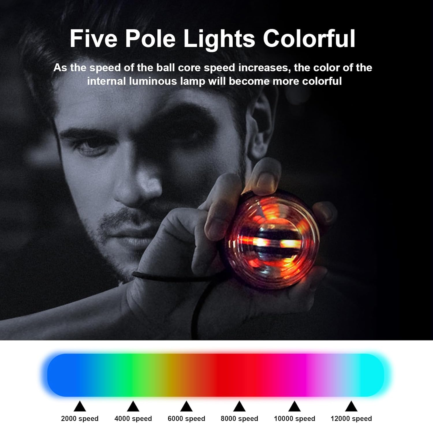 Gyro Power Balls Trainer Ball, Hand Gyro Ball Wrist Strengthener, Self-Starting Hand Grip Strength Trainer for Joint and Muscle Exercise - Red image number 5