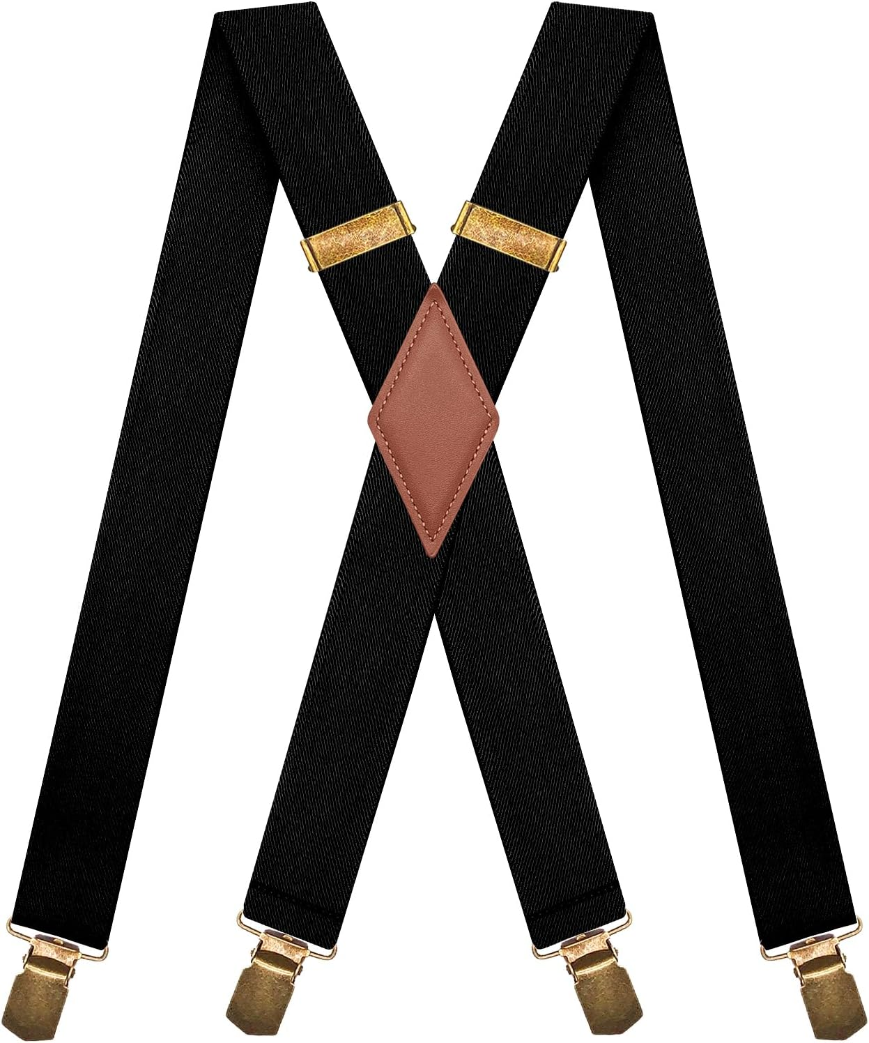 MENDENG Trucker Side Clip Suspenders X-Back 1 1/2" Wide Adjustable Braces Gift