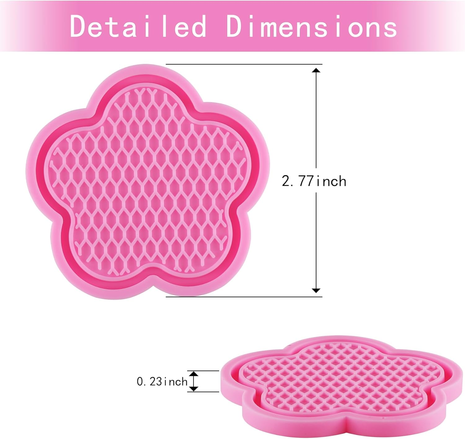 Garhomxy Car Cup Coaster, 4Pcs Universal Non-Slip Cup Holder Coaster, PVC Flower Shaped Car Cup Holder Coaster, Crystal Car Accessories Interior (Pink) image number 5