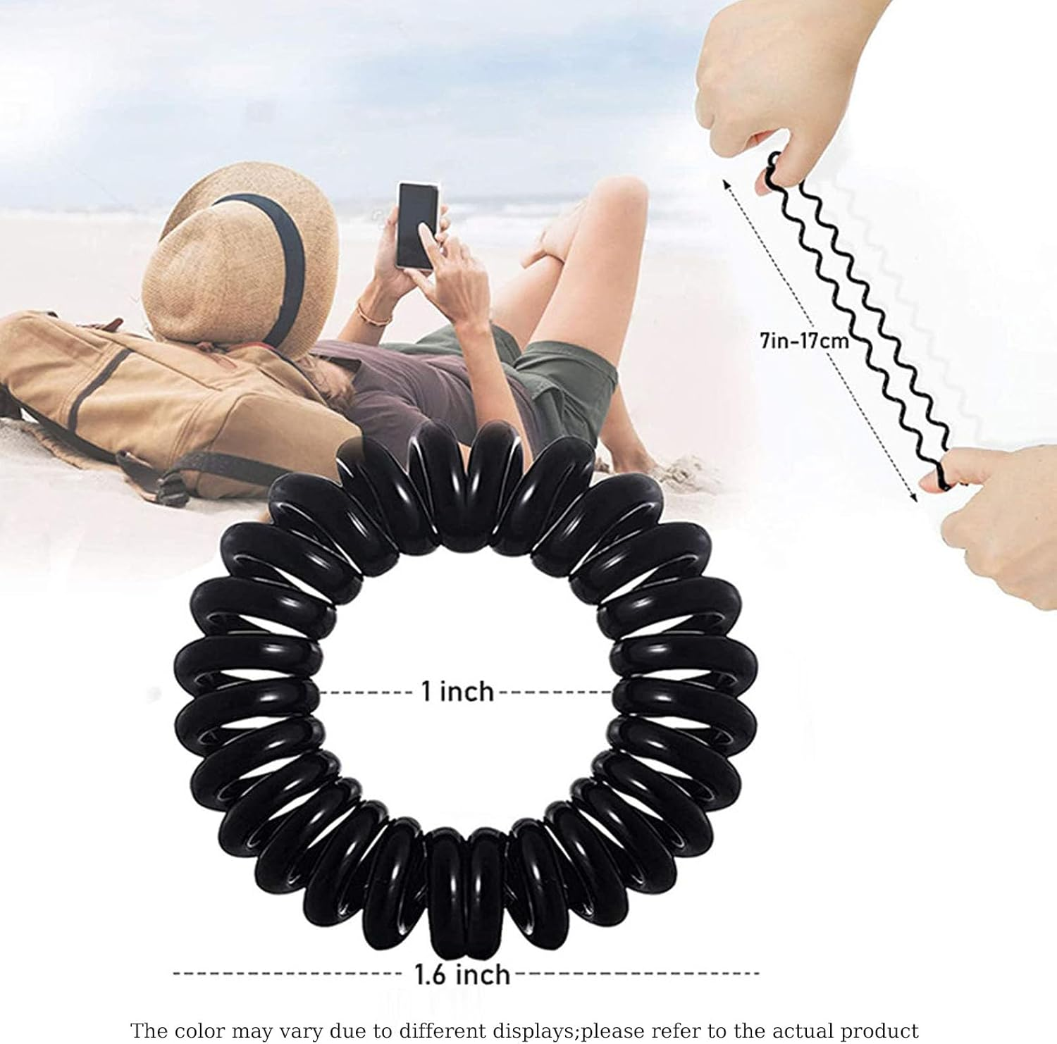 12 Packspiral, Waterproofstylish Phone Cord Hair Ties, Gradient Colours, No-Damage Ponytail Holders,Coil Hair Ties for Thick Hair & Thin Hair image number 5