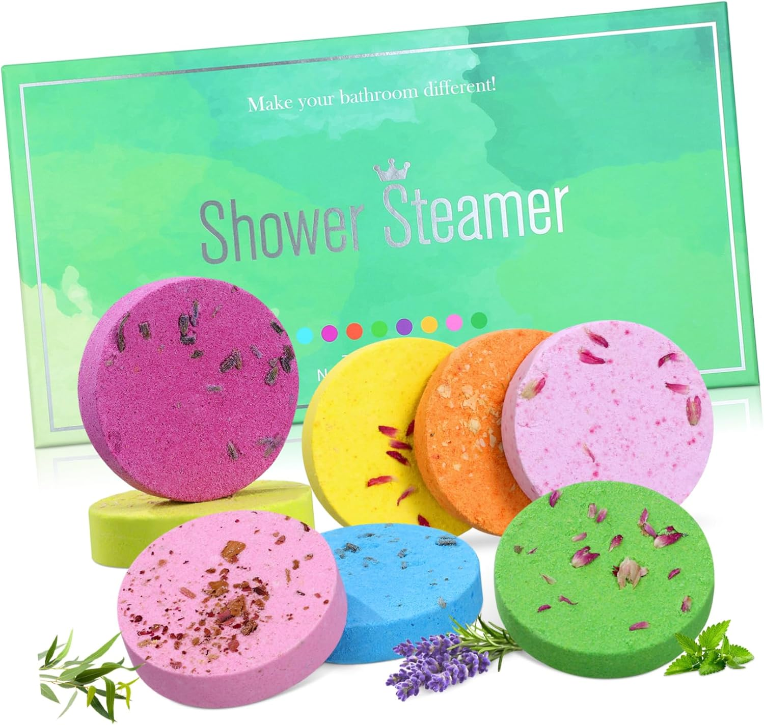 8Pcs Aromatherapy Shower Tablets Dried Flower Essential Oil Blend for Bath Sea Salt Aromatherapy Experience image number 3