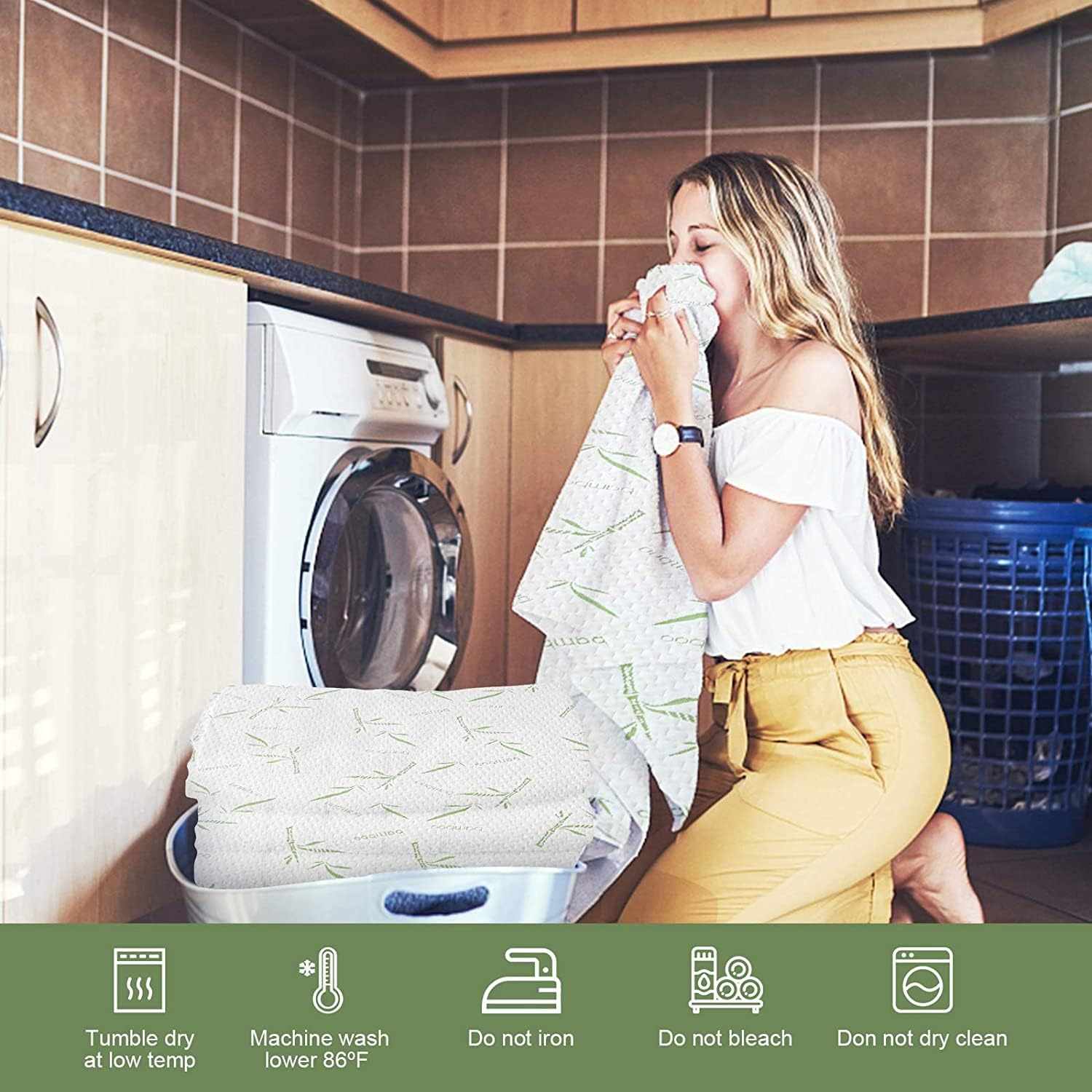 Forzzz Double Cooling Bamboo Mattress Protector Upgraded Design 3-Layer - Waterproof Fitted Sheet Mattress Cover Hypoallergenic Premium Quality Soft Pad Protects from Dust, Allergies