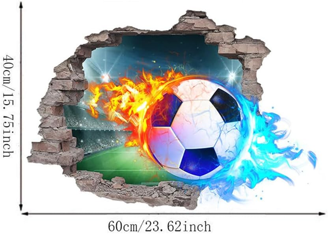 Sports Wall Stickers, Soccer Wall Stickers, 3D Soccer Wall Decal for Living Room, Bedroom, Kids Room, Home Decoration (T0206) image number 2