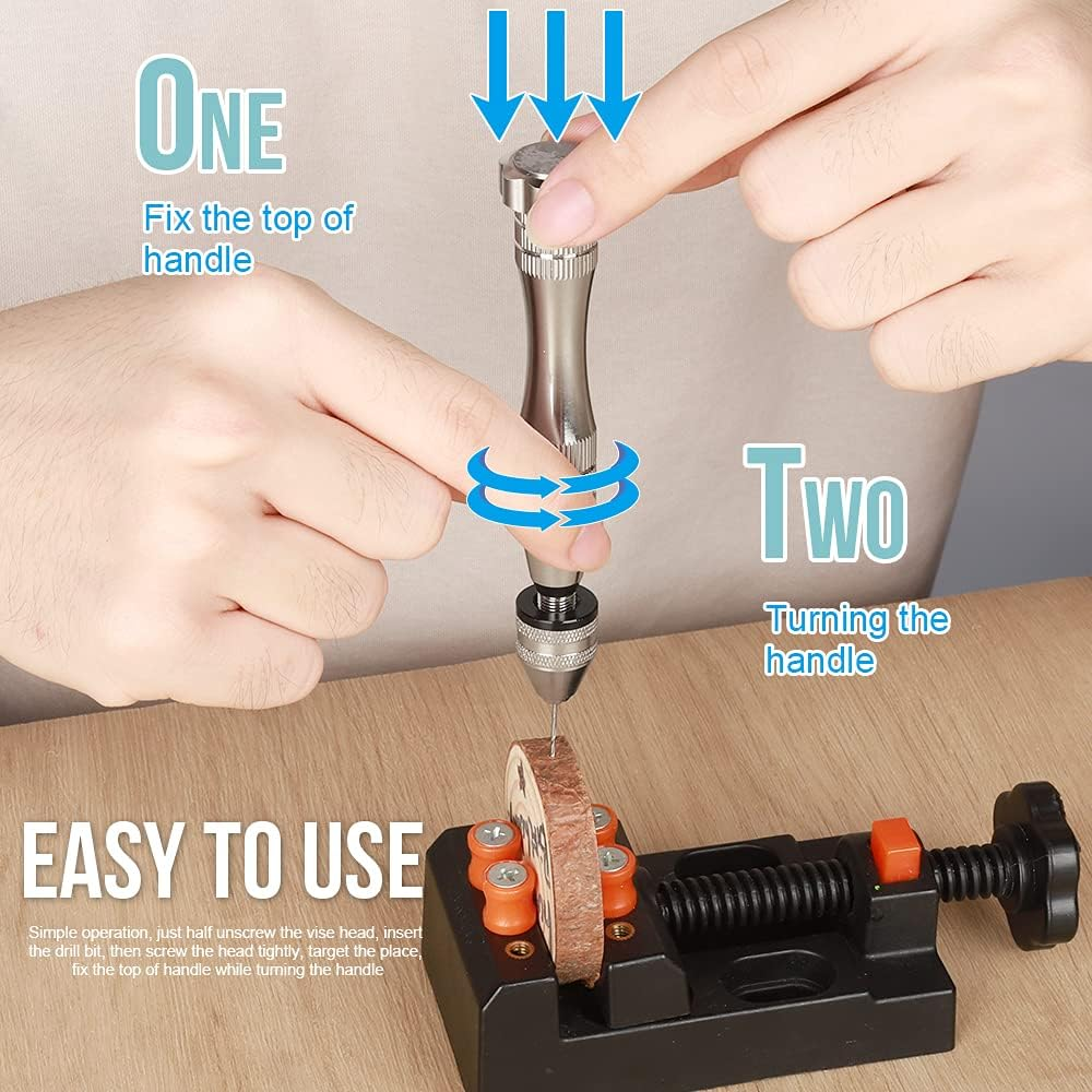 Pin Vise for Resin Casting Molds, LEOBRO 12 Cm Steel Hand Drill with 10 PCS Drill Bits (0.8-3 Mm), Precision Hand Drill Tools for Resin Plastic Wood Polymer Clay, DIY Jewelry Keychain Pendant Making image number 3