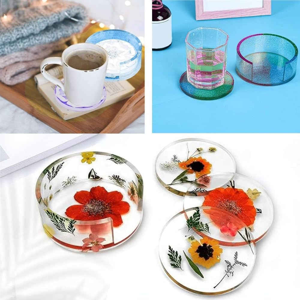 Coaster Resin Moulds, 6 Pack Silicone Coaster Mat Storage Holder Set,Silicone Coaster Storage Box Mould, Silicone Resin Molds, Epoxy Resin Moulds for Resin, Cups Mats, Home Decoration Resin Crafts image number 2