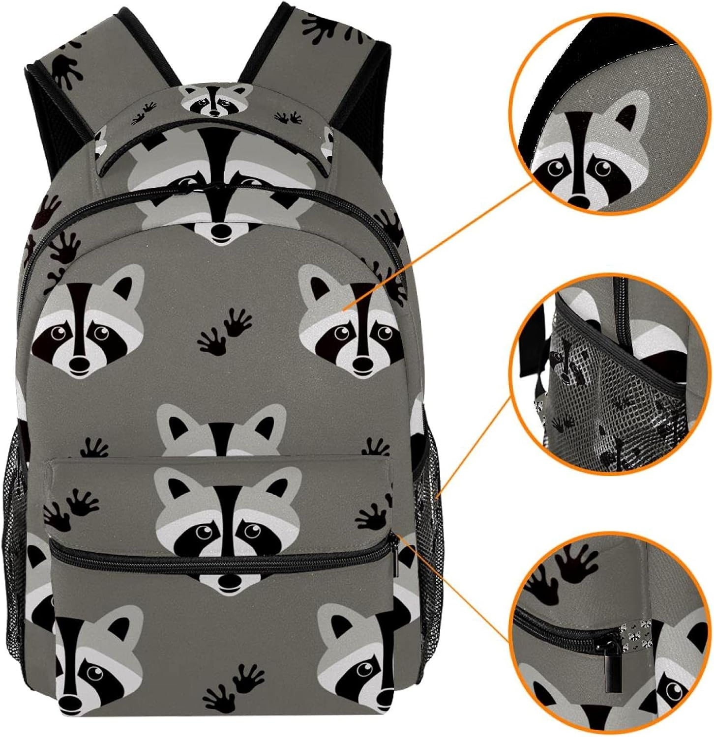Raccoon Pattern Backpack Students Shoulder Bags Travel Bag College School Tote Backpacks image number 1
