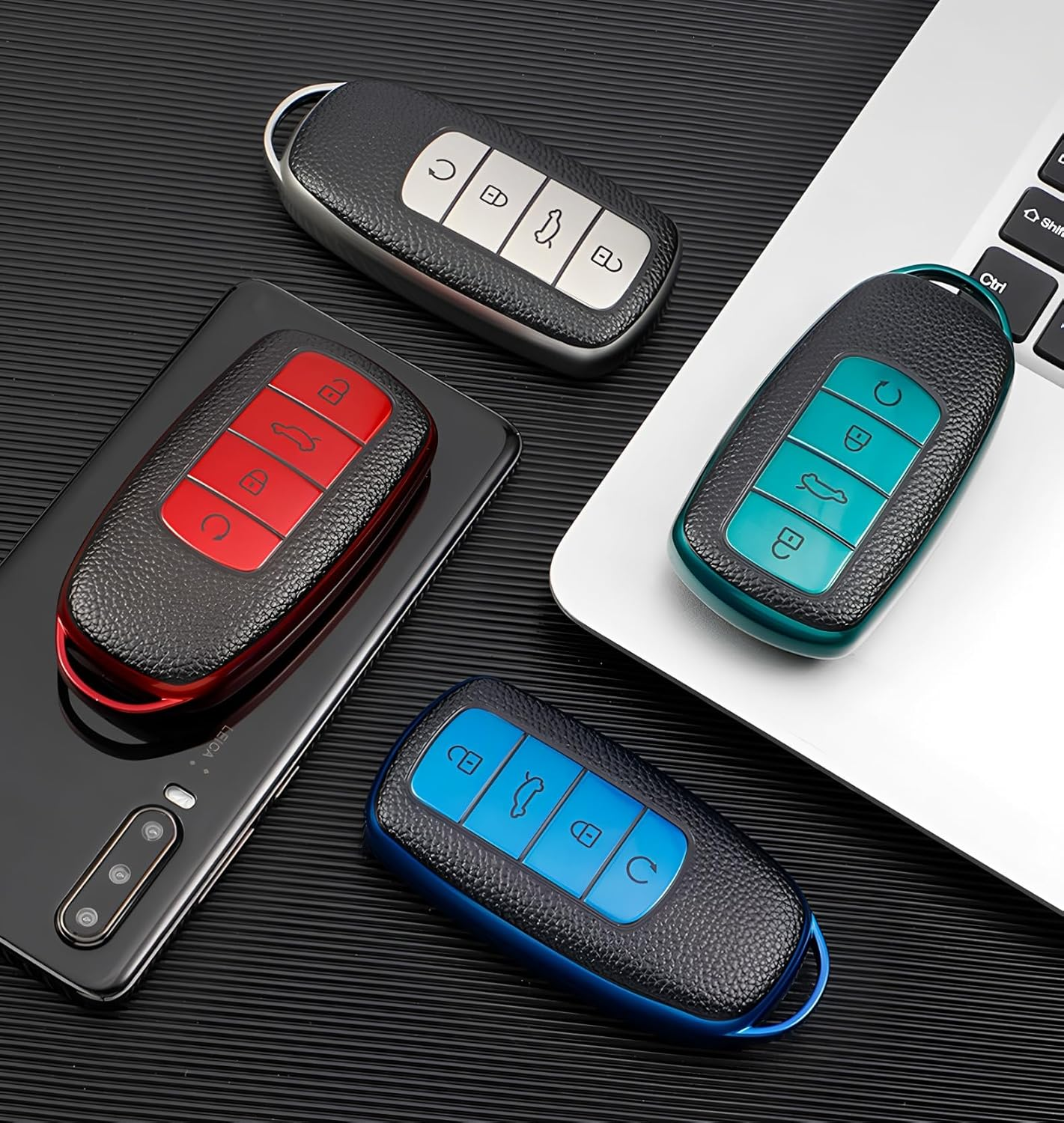 2 Pcs Car Smart Key Fob Case TPU Car Key Protection Cover Compatible with Chery Omoda 5 Compatible with Tiggo 8 Pro (Green) image number 1