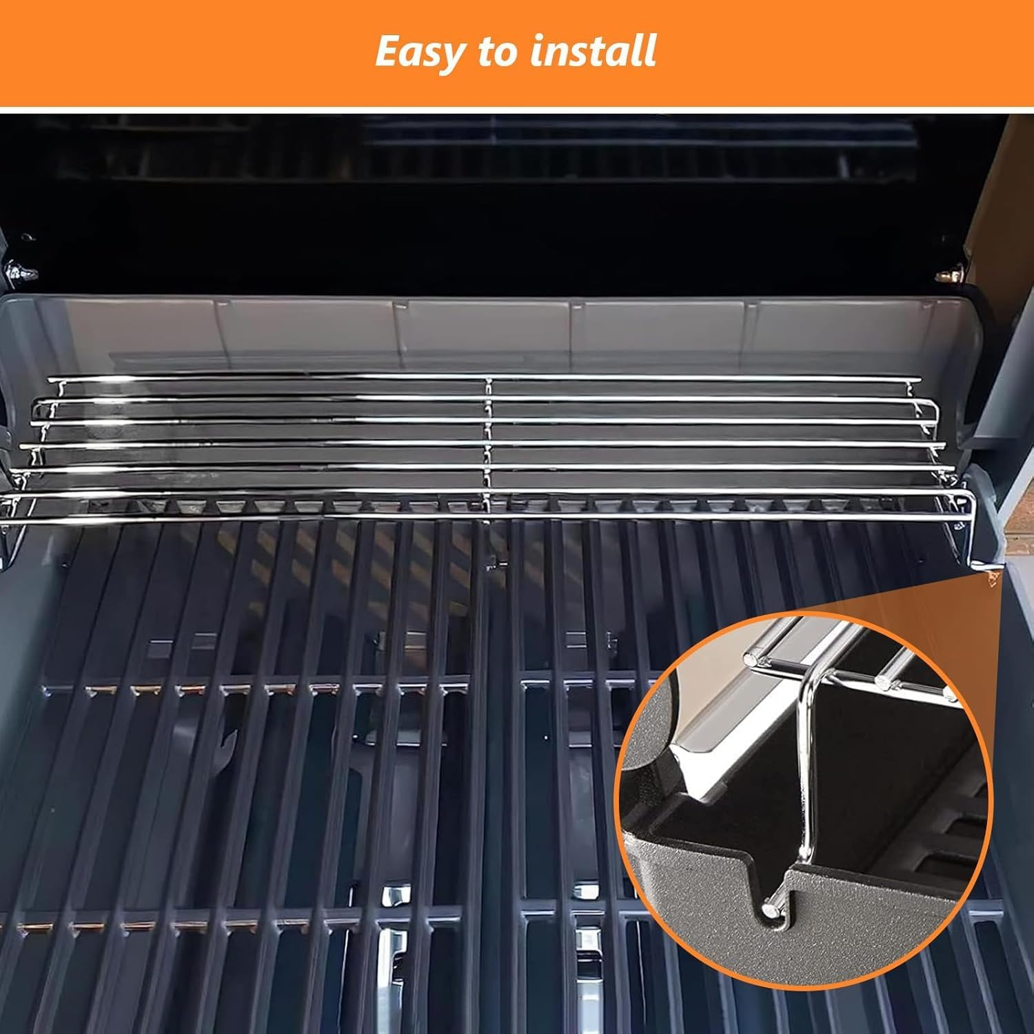 Denmay 7641 63.5Cm Grill Stainless Steel Warming Rack for Weber Spirit 300 Series Spirit E-310 S-310 E-320 S-320 SP-330 (With Front Control Knobs), Spirit II 300 Series E-310 S-310, 1 Pack image number 1