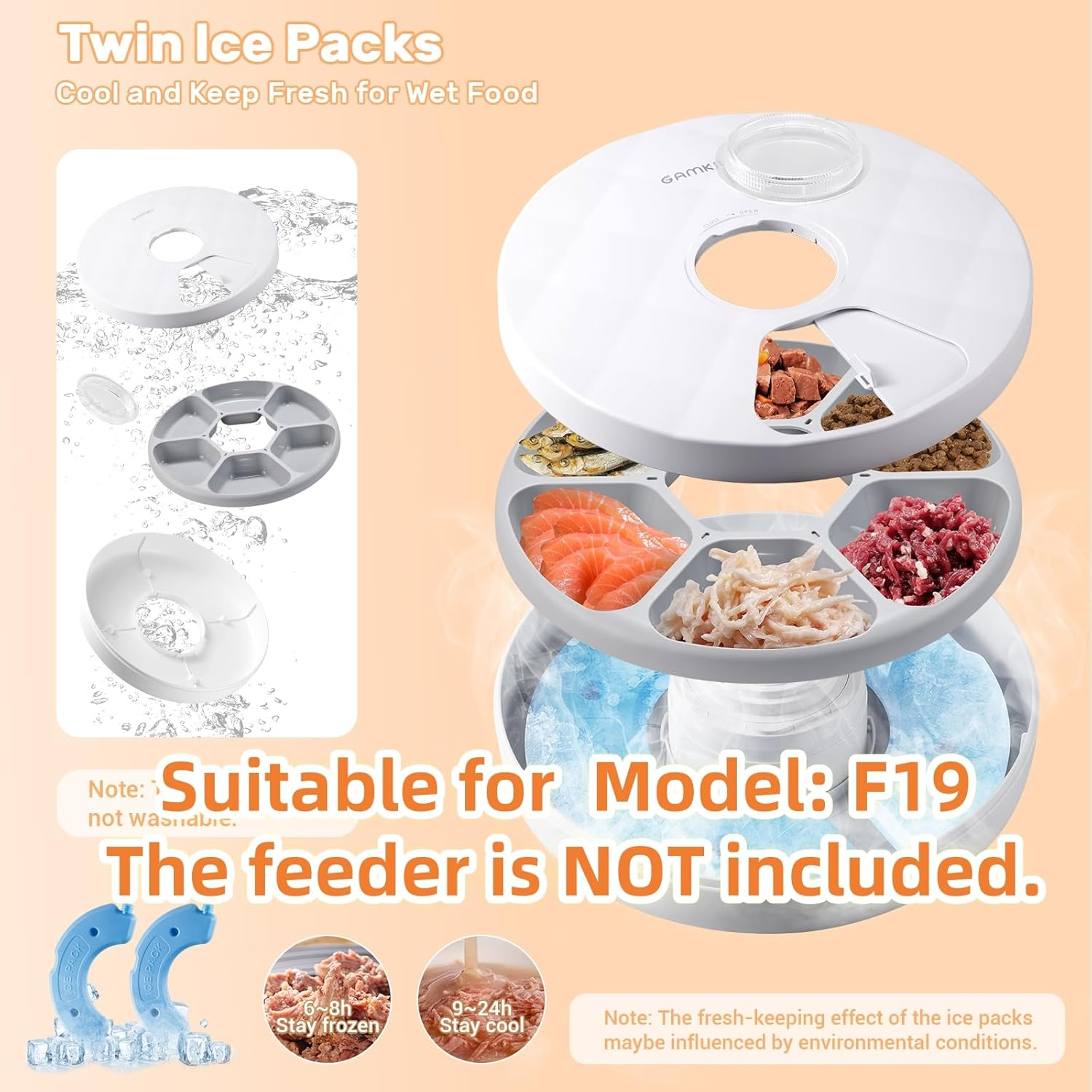 2 Pcs Ice Pack for Auto Cat Wet Food Feeder, Suitable for Model F13, F19 image number 4