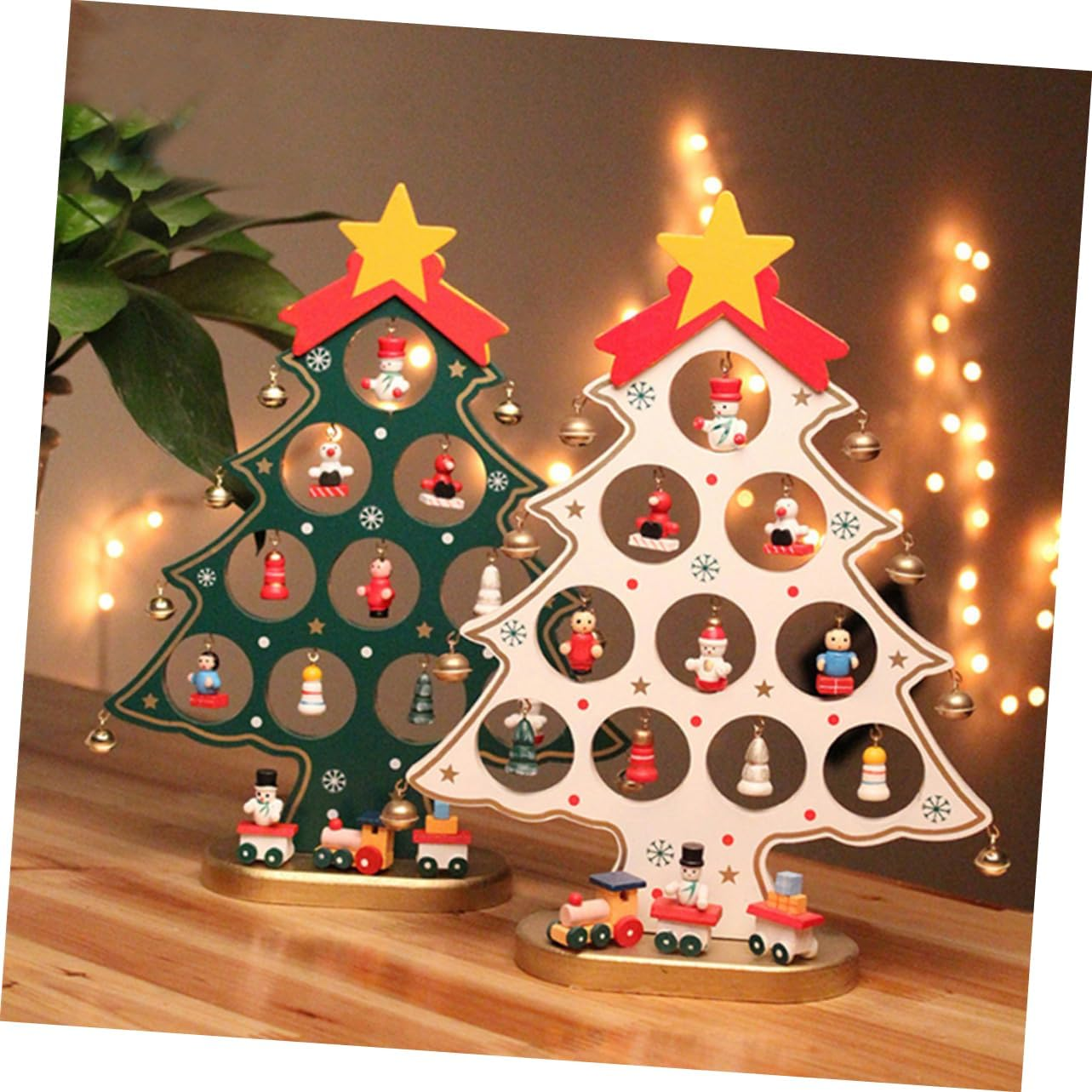 Christmas Tree for Wooden Mini Tree Red Ornament Table Desk Decor Christmas Decor Festive image number 1