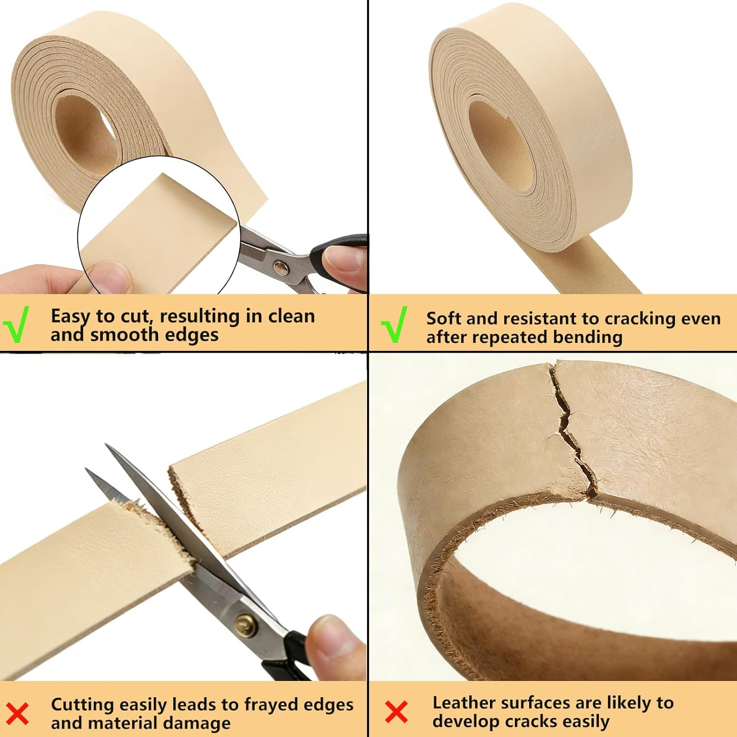 Picheng Faux Leather Strap: 1 Inch Wide 100 Inches Long Leather Strips Soft Leather for DIY Craft Projects Leather Belt Strap Pet Collars Traction Ropes Tooling (Apricot) - Apricot image number 3