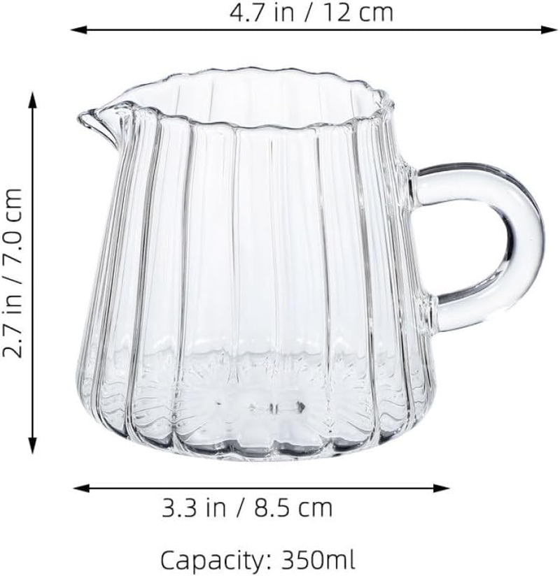 SECFOU Small Glass Pitcher 350Ml Milk Frothing Cup Beverage Pouring Pitcher with Handle for Coffee Espresso Use image number 5