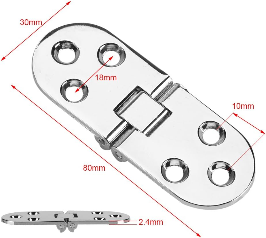 80 * 30Mm Backflap Hinge Zinc Alloy Mini Hinges round Edge Furniture Flip Tray Hinge for Cabinet Closet Desk Folding Table(Silver) image number 4
