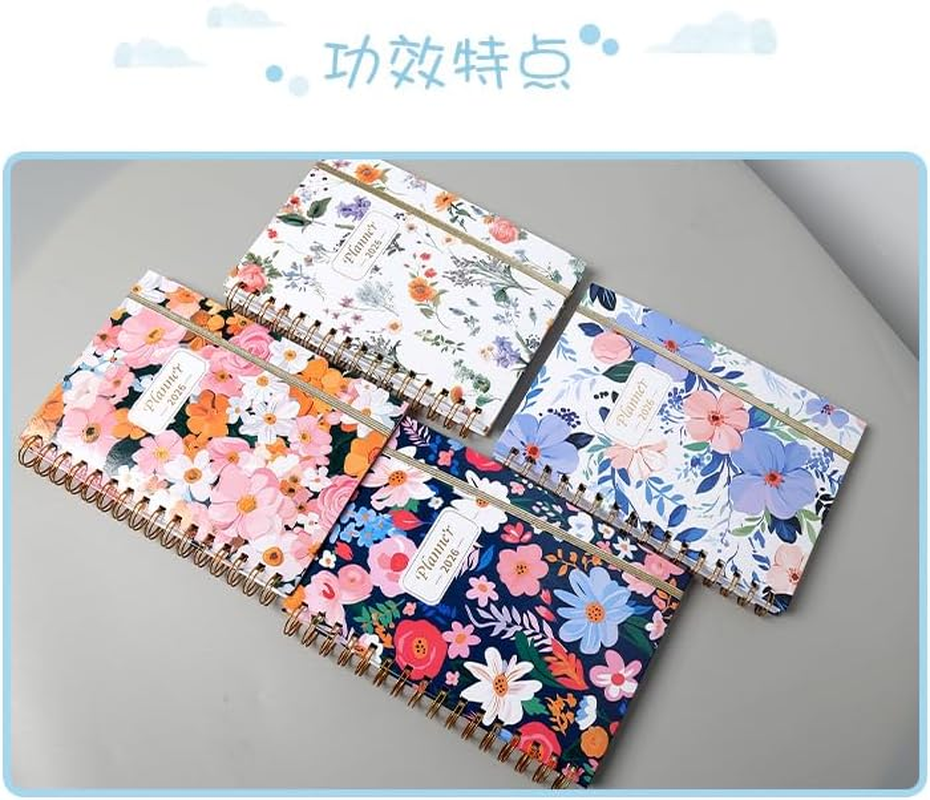 2026 Planner, Weekly ＆ Monthly Planner 2026, Jan 2026 &ndash; Dec 2026, 5.9" X 8.26", 12 Monthly Tabs, Thick Paper, Spiral Wirebound, Watercolor Flowers (Pink) (Pink Color) image number 2