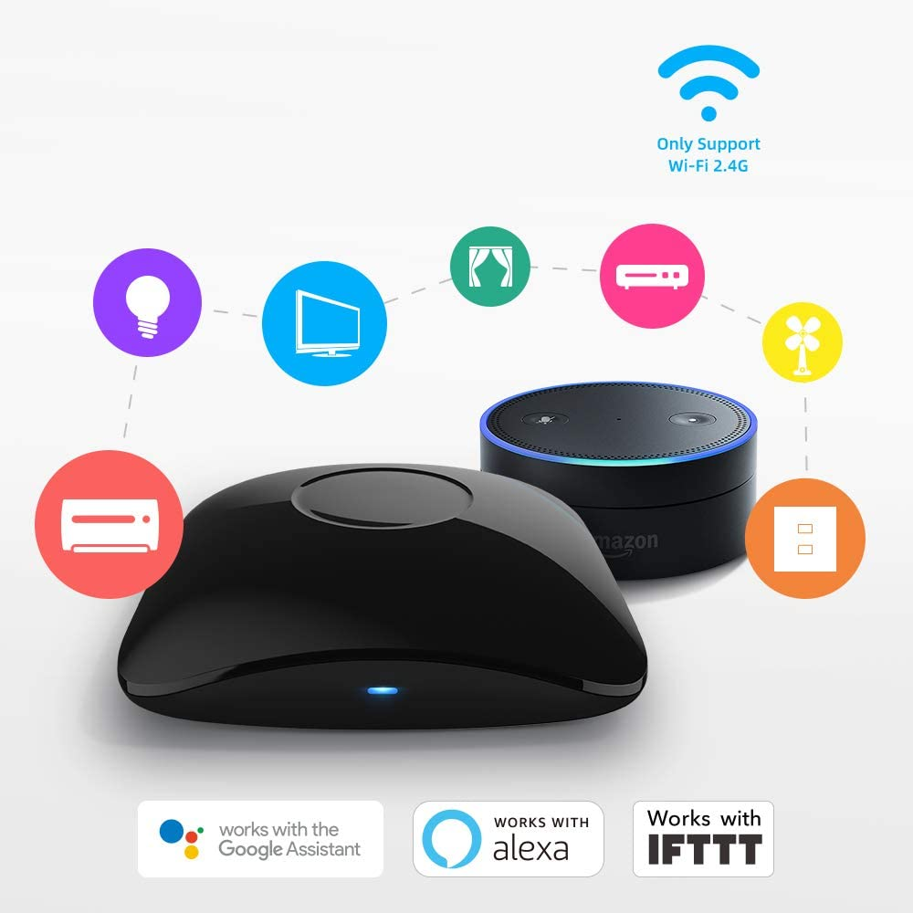Broadlink RM4 Pro IR & RF Smart Remote, All in One Hub, Code Learning Wi-Fi Universal Remote Control for TV, Air Conditioner, Curtain Motor (2.4 Ghz Wi-Fi Only) Works with Alexa, Google Home, IFTTT image number 3