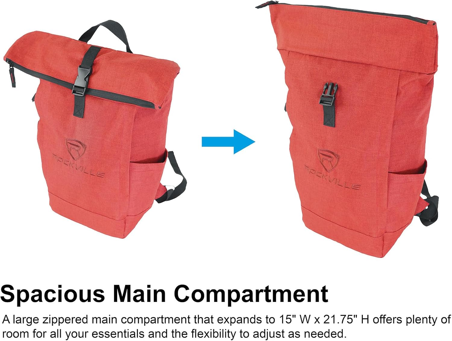 Rockville RPAK Durable Backpack with Padded Laptop Pocket, Spacious Main Compartment, Hidden Side Zipper, and Beverage Holder image number 2