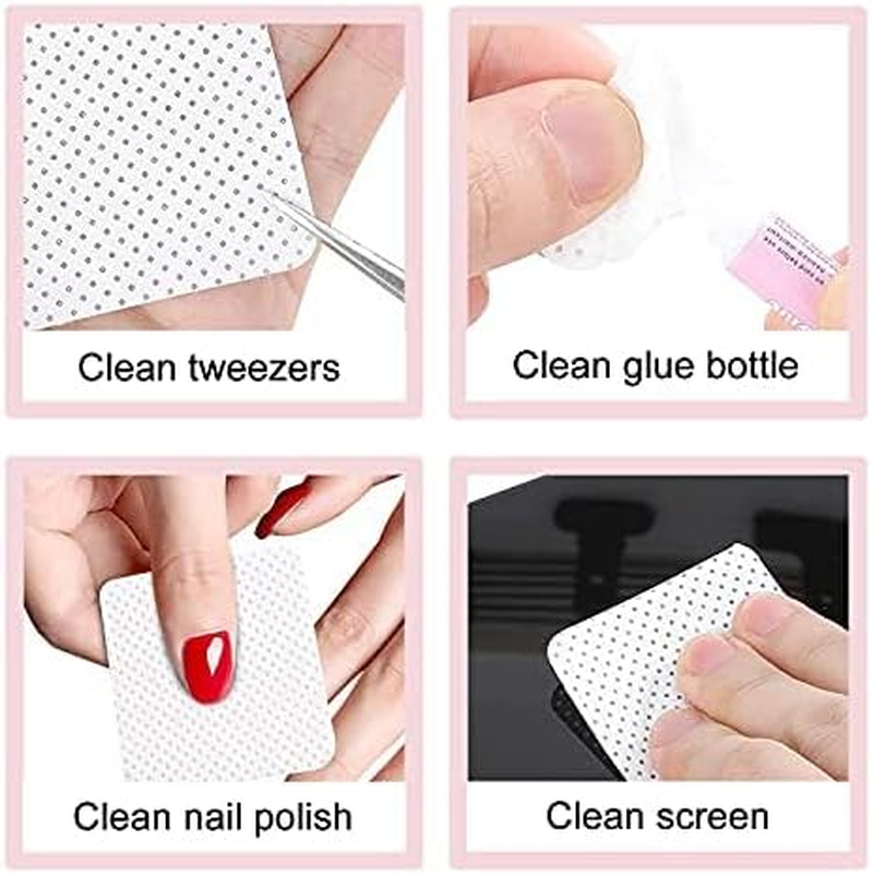 400 Pcs Non-Woven Glue Cleaning Wipes for Lash Extensions and Nail Polish Removal, Beauty Salon Supplies (White) image number 4
