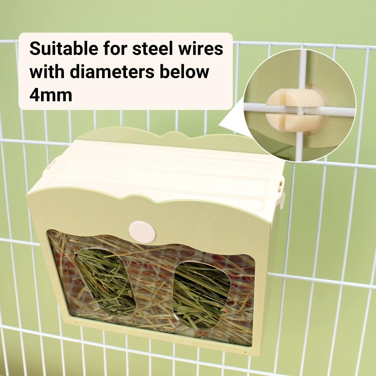 AIMALL Dual Use Rabbit Guinea Pig Hay Feeder Rack 8.27X9.84X5.12In Large Capacity 3500Ml Anti-Waste Wall Mounted Grass Holder for Small Animals Cage - Blue-Steel Mesh image number 2