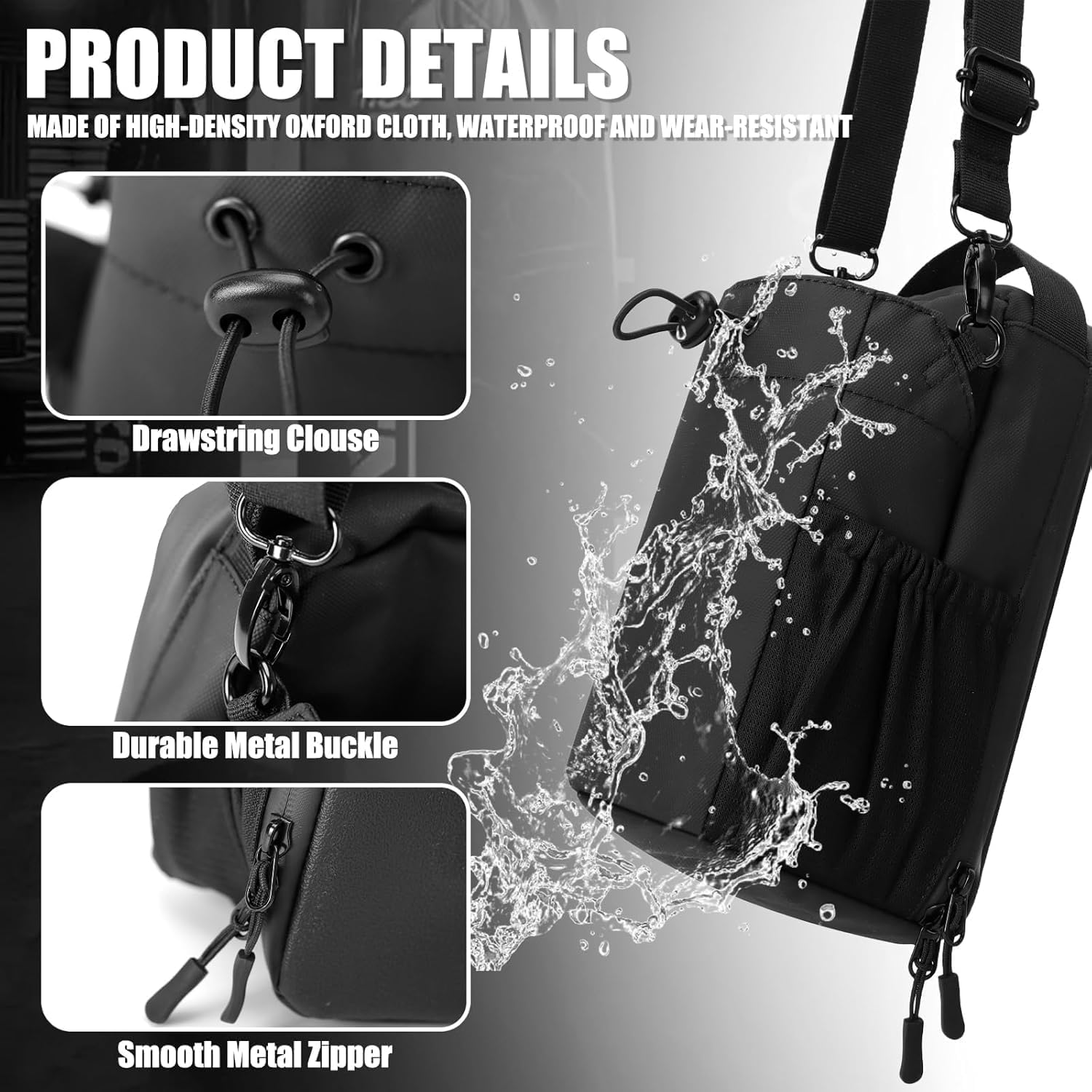 Gym Magnetic Water Bottle Holder Bag with Phone Pockets & Accessories Organizer, Sling Bag with Adjustable Strap for Men/Women, Gym,Work, Trave & Sports, Keep Gear Clean & off Floor (Style 4) image number 1